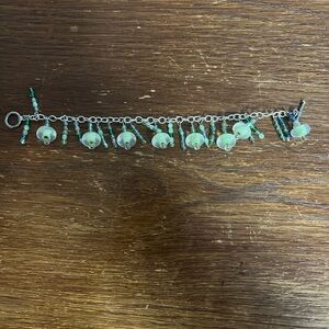 Handmade Green Beaded Charm Bracelet